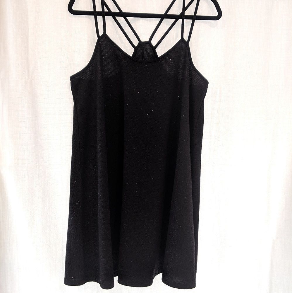 Double-strap sparkle swing dress